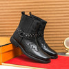 MEN'S EMBROIDERED CHUNKY HEEL VINTAGE HARNESS BOOTS 87732284S