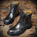 MEN'S COLORFUL SNAKE-EFFECT LACE-UP BOOTS 29131860S