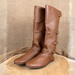 MEN'S RETRO MEDIEVAL FLAT BUCKLE BOOTS 82089783S