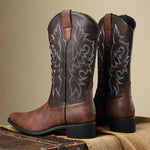 MEN'S RETRO EMBROIDERED COLOR CONTRASTING COWBOY BOOTS 02604286YL