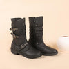 MEN'S CASUAL FLAT SIDE ZIPPER BELT BUCKLE MID-CALF BOOTS 51765090S