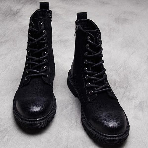 MEN'S CASUAL BLACK HIGH TOP WORK LACE UP BOOTS 19009609S