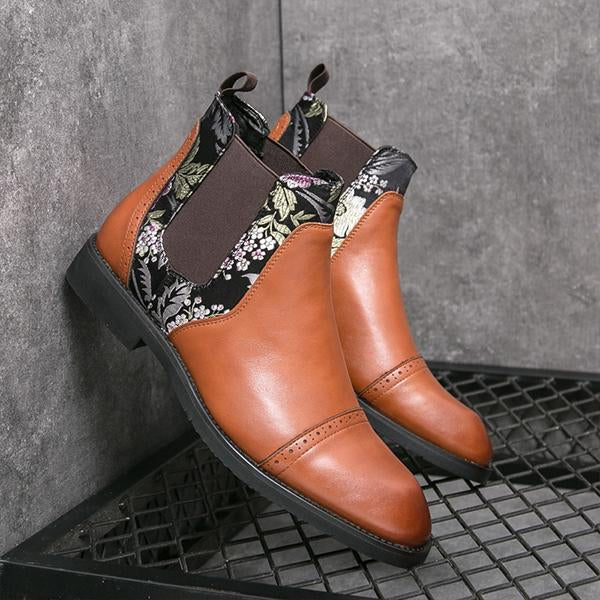 MEN'S FASHIONABLE FLORAL CASUAL HIGH TOP CHELSEA BOOTS 83521697S