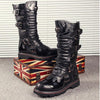 MEN'S ROUND TOE MOTORCYCLE METAL STYLE TIED BOOTS 56763646YL