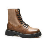 MEN'S CASUAL KNITTED STITCHING THICK-SOLED LACE-UP BOOTS 92276378S