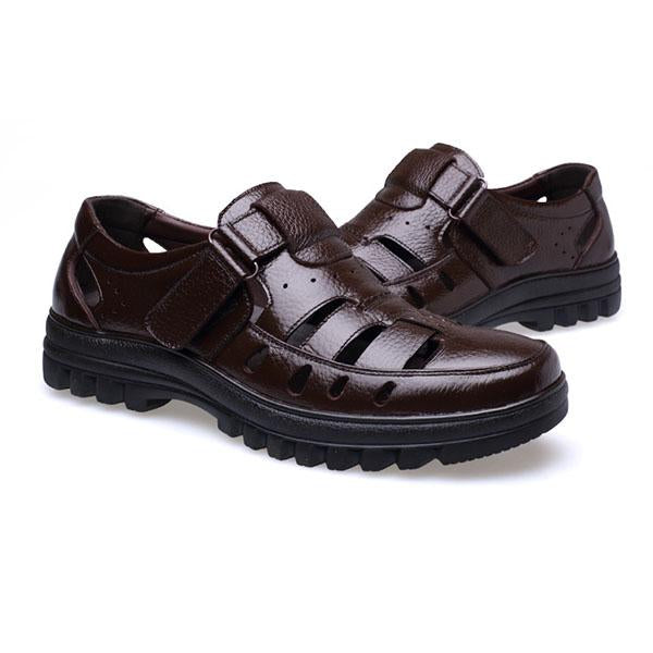 MEN'S BUSINESS HOLLOW LEATHER SANDALS SHOES 68956247YL