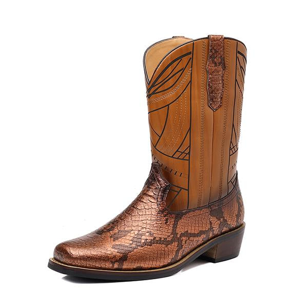 MEN'S VINTAGE SNAKE EMBROIDERED COWBOY BOOTS 99107541S