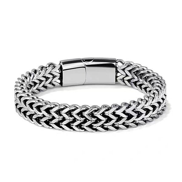 MEN'S TITANIUM STEEL STAINLESS STEEL DOUBLE ROW SQUARE CHAIN MAGNETIC BUCKLE BRACELET 70916637YL