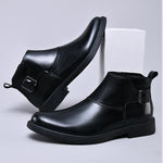 MEN'S SOLID COLOR BUCKLE ADJUSTABLE CASUAL LEATHER BOOTS 13699615YL