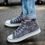 MEN'S CASUAL WASHED DENIM HIGH-TOP CANVAS SHOES 72208681S