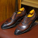 MEN'S FAUX WOODGRAIN BROGUE SQUARE TOE DRESS SHOES 32260216S