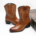 MEN'S VINTAGE EMBROIDERED ZIPPER BLOCK HEEL WESTERN BOOTS 66728739S