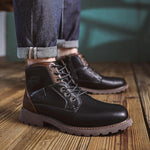 MEN'S RETRO CASUAL CONTRAST LACE-UP BOOTS 65306566S