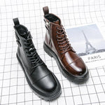 MEN'S CASUAL AND VERSATILE ZIPPER WORK LACE BOOTS 81878133S