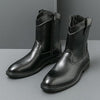 MEN'S ROUND TOE SOLID COLOR RETRO SIDE ZIPPER BOOTS 27338413YL