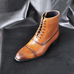 MEN'S FASHION SIDE ZIPPER BROGUE VINTAGE ANKLE BOOTS 16752214S