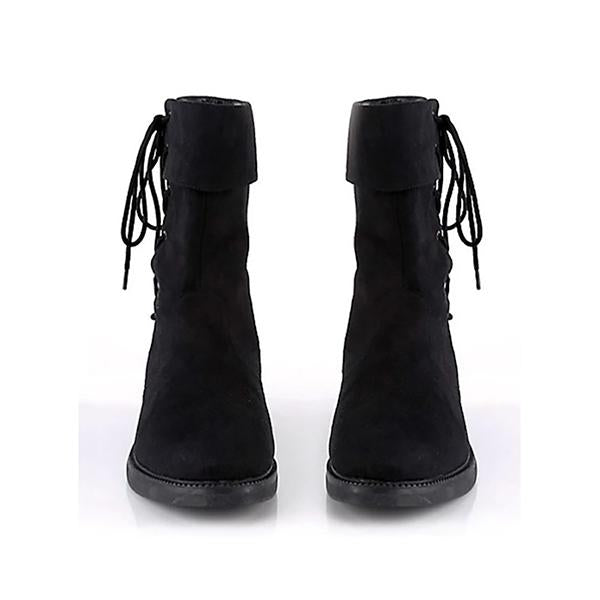 MEN'S SIDE LACE-UP ROUND TOE PLATFORM BOOTS 48951503YL