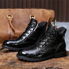 MEN'S VINTAGE IMITATION CROCODILE PATTERN LACE-UP BOOTS 43539400S