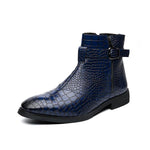 MEN'S FASHION CROCODILE PATTERN SIDE ZIPPER ANKLE BOOTS 75259248S