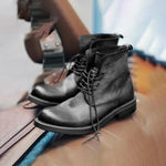 MEN'S RETRO ROUND TOE CASUAL ANKLE LACE-UP BOOTS 17116812S