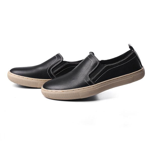 MEN'S LEATHER SHALLOW SLIP-ON LIGHTWEIGHT CASUAL SHOES 77756971S