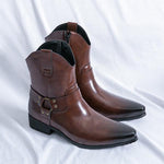 MEN'S SIDE ZIPPER POINTED WESTERN LEATHER BOOTS 52485351YL