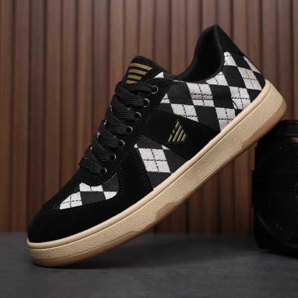 MEN'S FASHIONABLE DIAMOND PLAID CASUAL SNEAKERS 41434303S