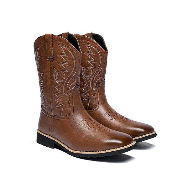 MEN'S CASUAL EMBROIDERED SQUARE TOE RIDER BOOTS 04487863S