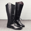 MEN'S BLACK SOFT LEATHER BACK ZIPPER COWBOY BOOTS 49443979YL