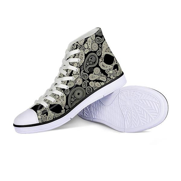 MEN'S HALLOWEEN SKELETON LACE CANVAS CASUAL SHOES 51483419YL