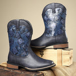 MEN'S RETRO SNAKE PRINT MID-CALF WESTERN BOOTS 84488280S