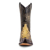 MEN'S RETRO SNAKE PRINT GOLD SPLICED COWBOY BOOTS 01703713S