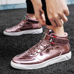 MEN'S CASUAL SPORTS PATENT LEATHER MID-TOP SNEAKERS 95732639S