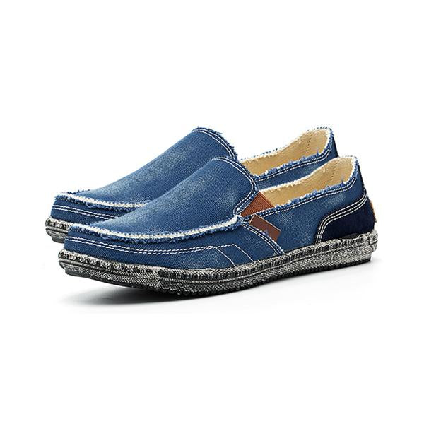 MEN'S CASUAL DISTRESSED SLIP-ON CANVAS SHOES 37404984S