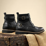 MEN'S CASUAL ANTI-SLIP BELT BUCKLE LACE UP BOOTS 07957754S