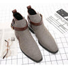 MEN'S PATCHWORK COLOR CONTRASTING BUCKLE DESIGN CHELSEA BOOTS 92571100YL