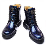 MEN'S COLORFUL SNAKE-EFFECT LACE-UP BOOTS 29131860S