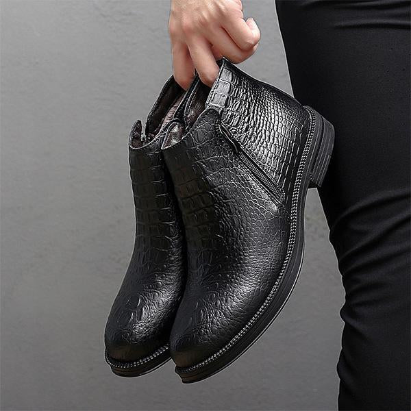 MEN'S CASUAL STONE TEXTURE SIDE ZIPPER ANKLE BOOTS 87759474S