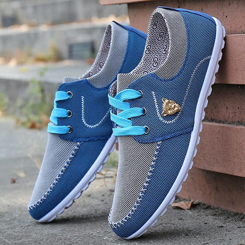 MEN'S CASUAL CONTRAST COLOR DRIVING CANVAS SHOES 39953224S