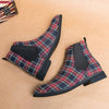 MEN'S RETRO BUSINESS CHECKERED CHELSEA BOOTS 57453227S