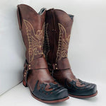 MEN'S LONG EMBROIDERED RETRO LOW HEELED BOOTS 79892115YL