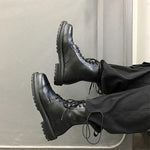 MEN'S WARM LINED FAUX FUR BLACK CASUAL LACE UP BOOTS 76991650YL