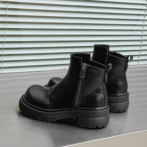 MEN'S ROUND TOE RETRO SIDE ZIPPER ANKLE BOOTS 52333835YL