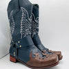 MEN'S LONG EMBROIDERED RETRO LOW HEELED BOOTS 79892115YL