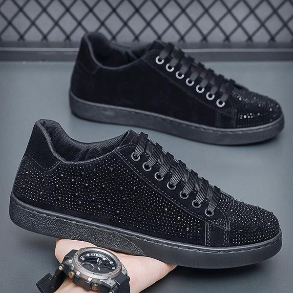 MEN'S STYLISH RHINESTONE LACE-UP CASUAL SHOES 27605133S