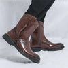 MEN'S ROUND TOE SOLID COLOR RETRO SIDE ZIPPER BOOTS 27338413YL