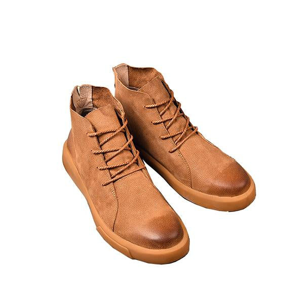 MEN'S RETRO CASUAL OUTDOOR LACE-UP BOOTS 32237337YL