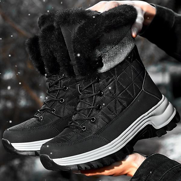 MEN WATERPROOF  FAUX FUR INSULATED WARM LINED NON SLIP HIKING BOOTS 09684620YL