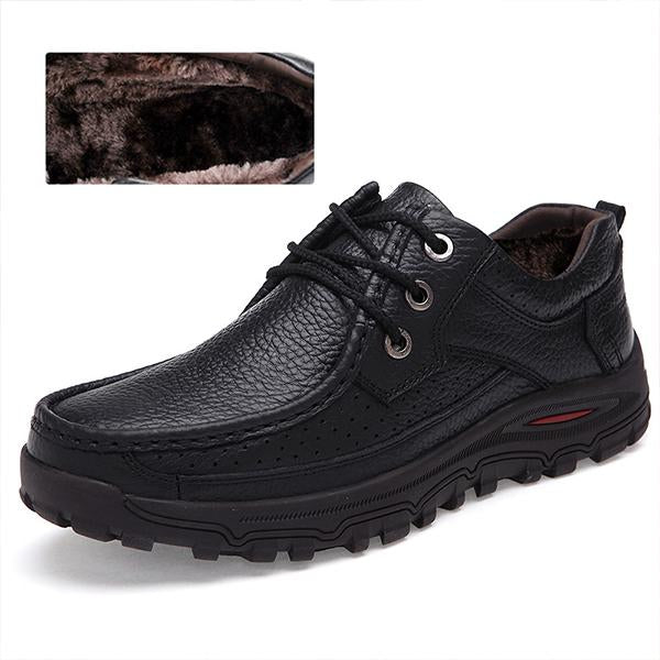 MEN'S RETRO CASUAL PLUSH LACE-UP LEATHER SHOES 25830857S