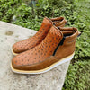 MEN'S SQUARE TOE SIDE ZIPPER OSTRICH PATTERN CASUAL BOOTS 83361864S